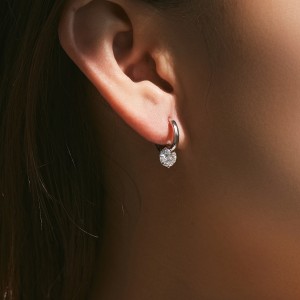 925 Sterling Silver Moissanite Hoop Earring 110100007