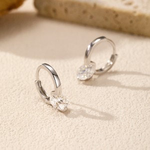 925 Sterling Silver Moissanite Hoop Earring 110100007