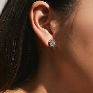 S925 Hexagon Moissanite Stud Earring 110100008