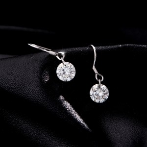 925 Sterling Silver Moissanite Dangle Earring 110100009