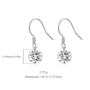 925 Sterling Silver Moissanite Dangle Earring 110100009