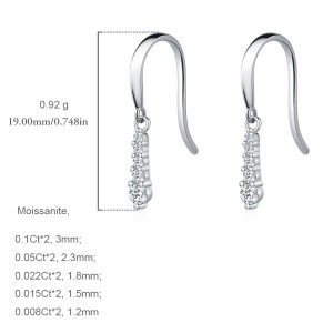 S925 Line Moissanite Dangle Earring 110100010