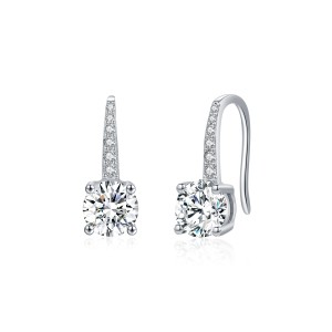 S925 Four Claws Moissanite Dangle Earring 110100011