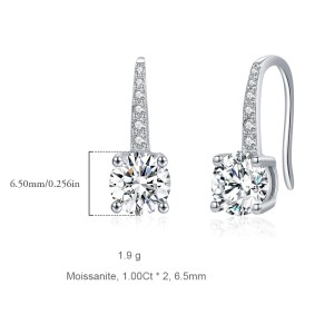 S925 Four Claws Moissanite Dangle Earring 110100011