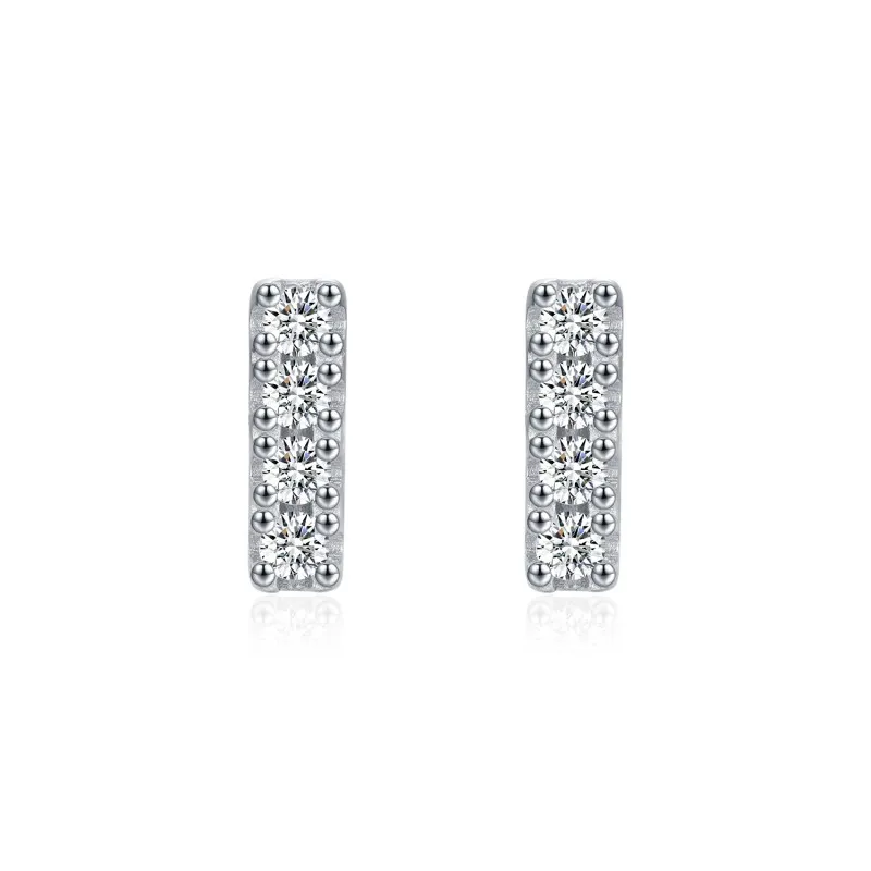 925 Sterling Silver Moissanite Line Stud Earring 110100013