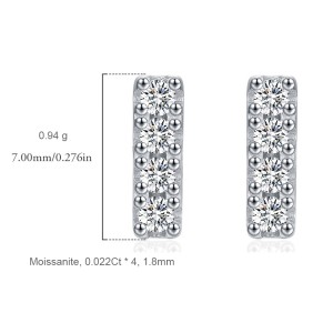 925 Sterling Silver Moissanite Line Stud Earring 110100013