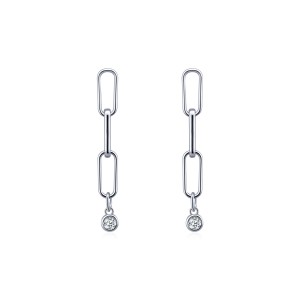 S925 Linked Chain Moissanite Stud Earring 110100014