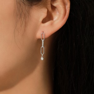 S925 Linked Chain Moissanite Stud Earring 110100014