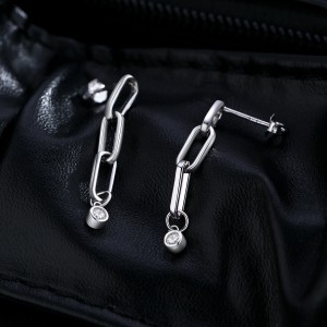 S925 Linked Chain Moissanite Stud Earring 110100014