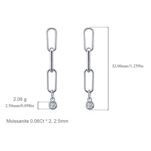 S925 Linked Chain Moissanite Stud Earring 110100014