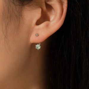 S925 Moissanite Ear Jacket Stud Earring 110100016