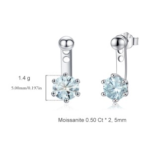 S925 Moissanite Ear Jacket Stud Earring 110100016