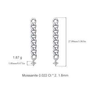 S925 Chain Tassel Moissanite Stud Earring 110100017
