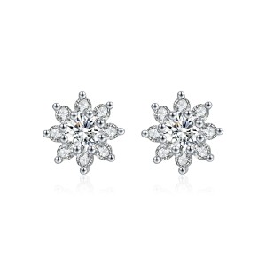 S925 Snow Flower Moissanite Stud Earring 110100018
