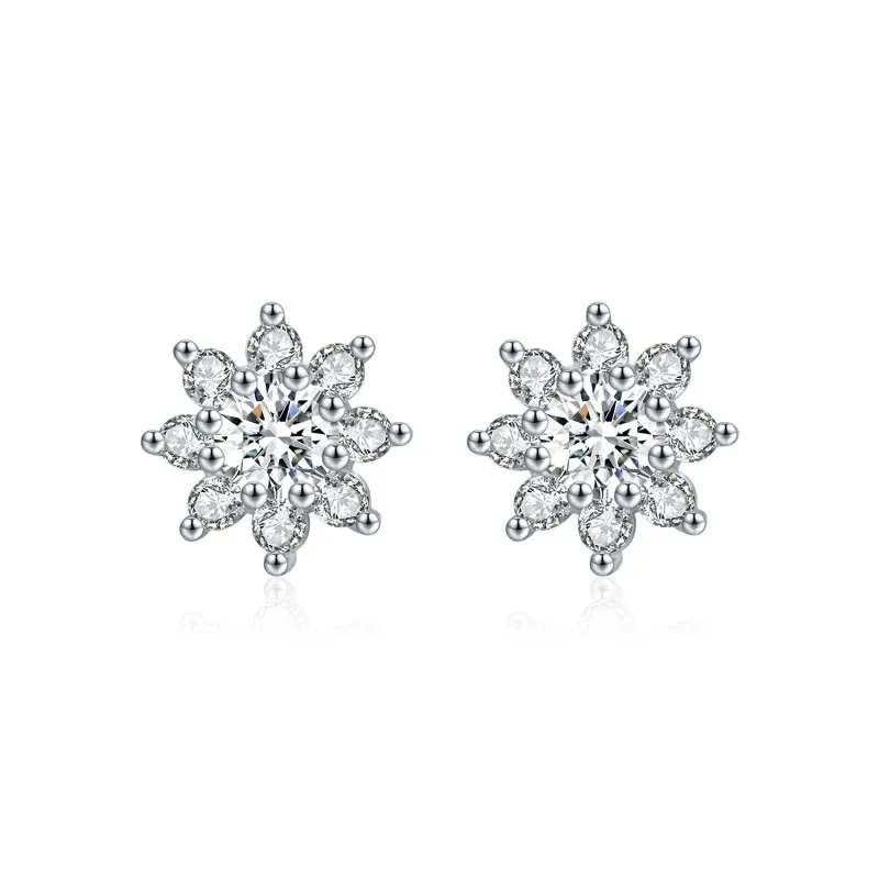 S925 Snow Flower Moissanite Stud Earring 110100018