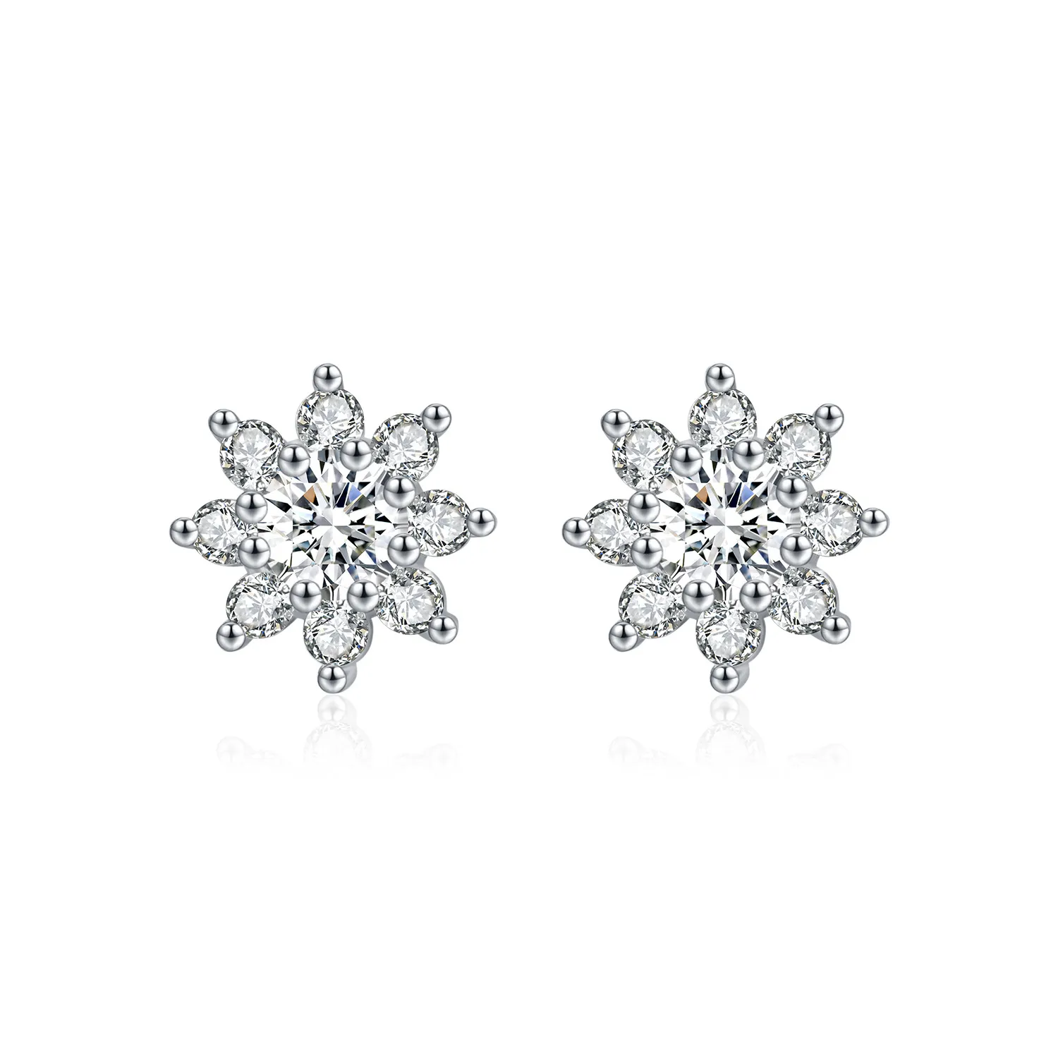 S925 Snow Flower Moissanite Stud Earring 110100018