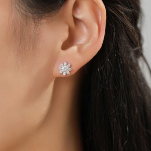S925 Snow Flower Moissanite Stud Earring 110100018