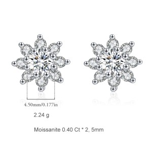 S925 Snow Flower Moissanite Stud Earring 110100018