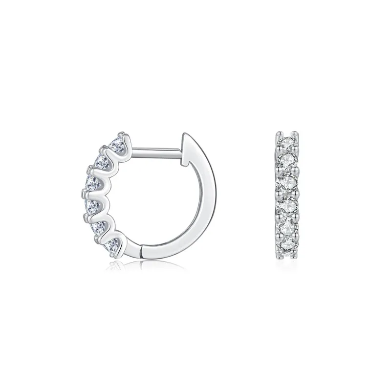 925 Sterling Silver Moissanite Hoop Earring 110100019