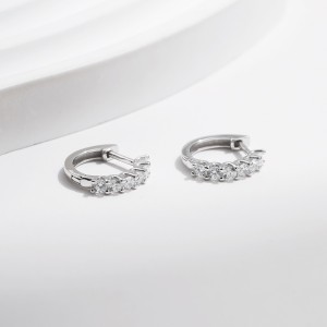 925 Sterling Silver Moissanite Hoop Earring 110100019