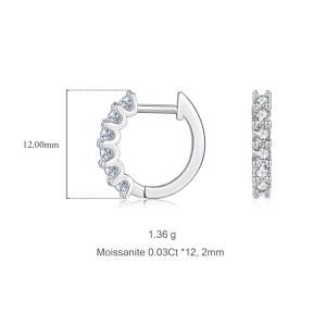 925 Sterling Silver Moissanite Hoop Earring 110100019