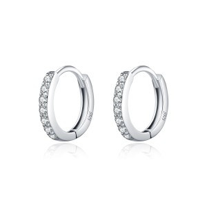 925 Sterling Silver Moissanite Hoop Earring 110100020