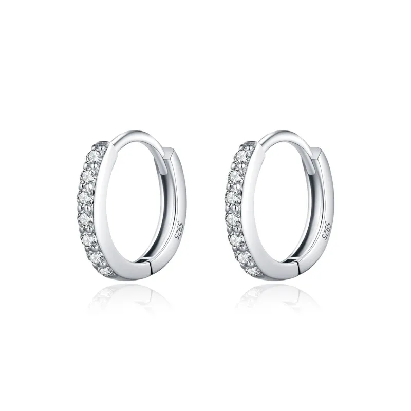 925 Sterling Silver Moissanite Hoop Earring 110100020