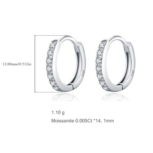 925 Sterling Silver Moissanite Hoop Earring 110100020