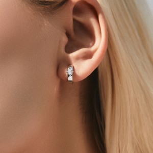 925 Sterling Silver Moissanite Hoop Earring 110100021