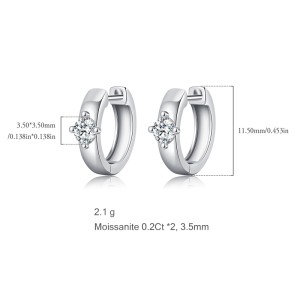 925 Sterling Silver Moissanite Hoop Earring 110100021