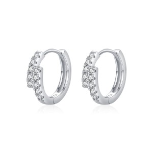 S925 Two Rows Moissanite Hoop Earring 110100022
