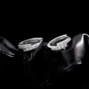 S925 Two Rows Moissanite Hoop Earring 110100022