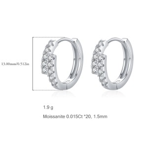 S925 Two Rows Moissanite Hoop Earring 110100022