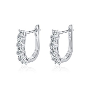S925 Moissanite U Shape Hoop Earring 110100023