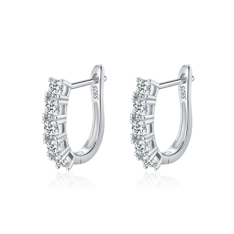 S925 Moissanite U Shape Hoop Earring 110100023