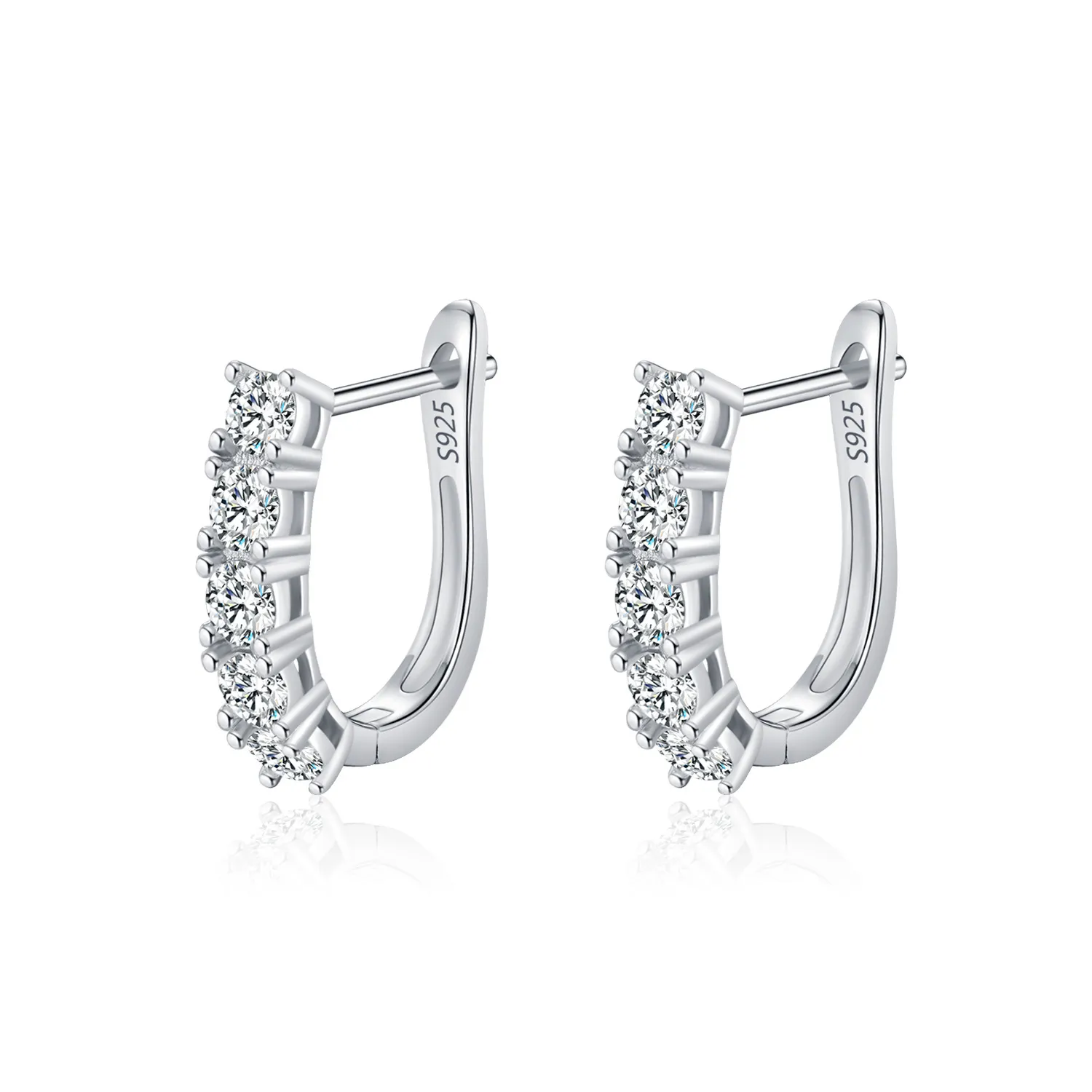 S925 Moissanite U Shape Hoop Earring 110100023