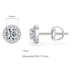 S925 Classical Moissanite Stud Earring 110100024