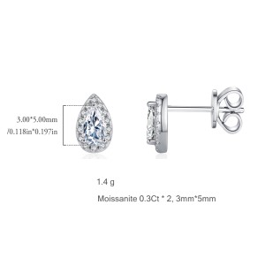 S925 Waterdrop Moissanite Stud Earring 110100027