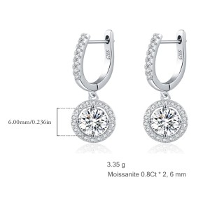 S925 Moissanite Hoop Dangle Earring 110100029