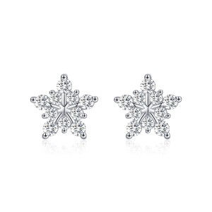 S925 Moissanite Snowflake Stud Earring 110100030