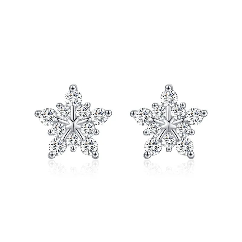S925 Moissanite Snowflake Stud Earring 110100030