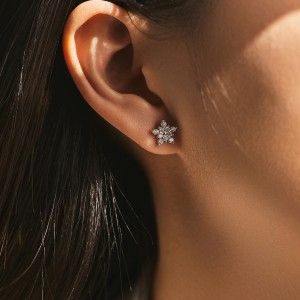 S925 Moissanite Snowflake Stud Earring 110100030