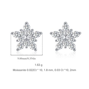 S925 Moissanite Snowflake Stud Earring 110100030