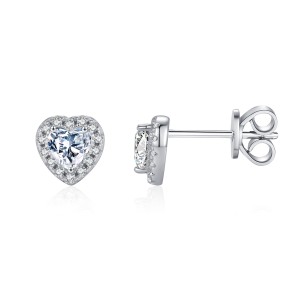 S925 Moissanite Heart Stud Earring 110100033