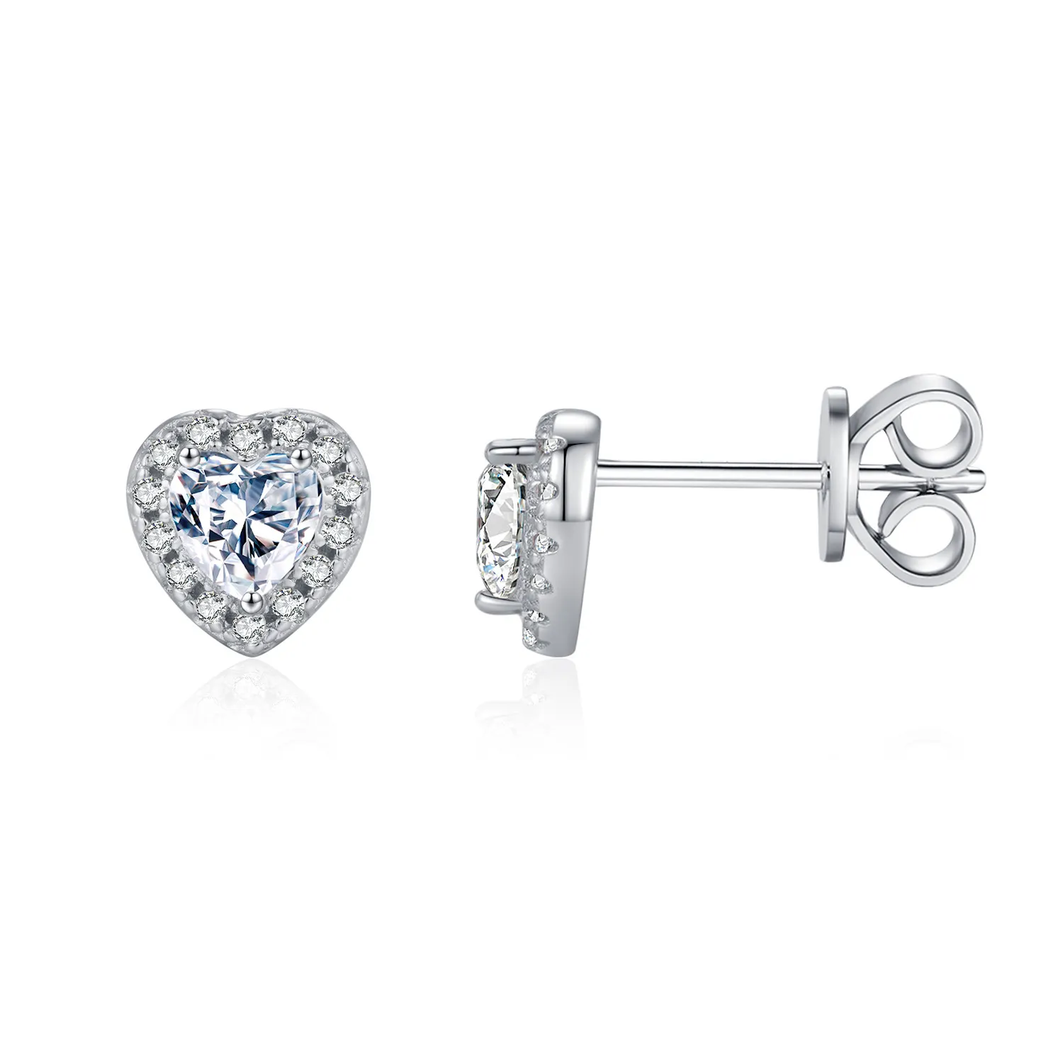 S925 Moissanite Heart Stud Earring 110100033