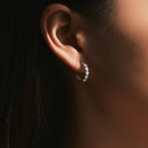 925 C Shape Moissanite Hoop Earring 110100034