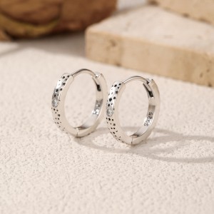 925 Sterling Silver Vintage Moissanite Starry Hoop Earrings 110100036
