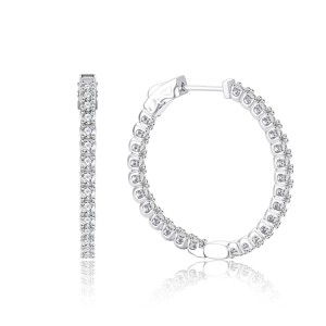 925 Sterling Silver Full Pave Moissanite Hoop Earring 110100037 925 Sterling Silver Full Pave Moissanite Hoop Earring 110100037
