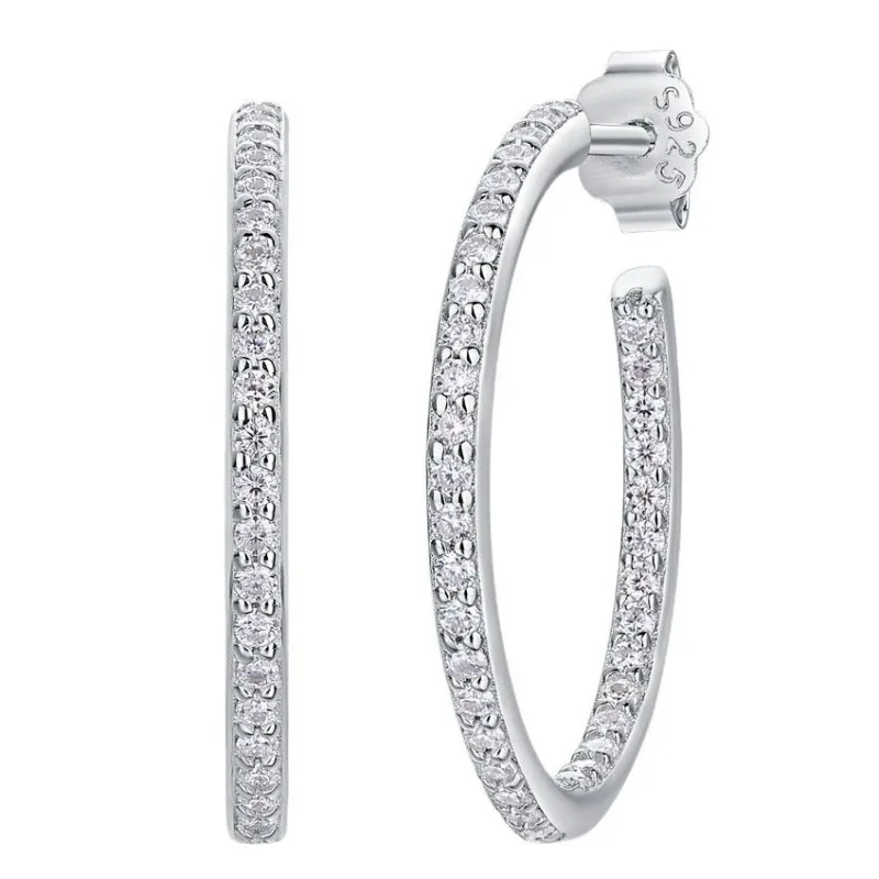 Wholesale 925 Sterling Silver Moissanite Hoop Earring 110100039