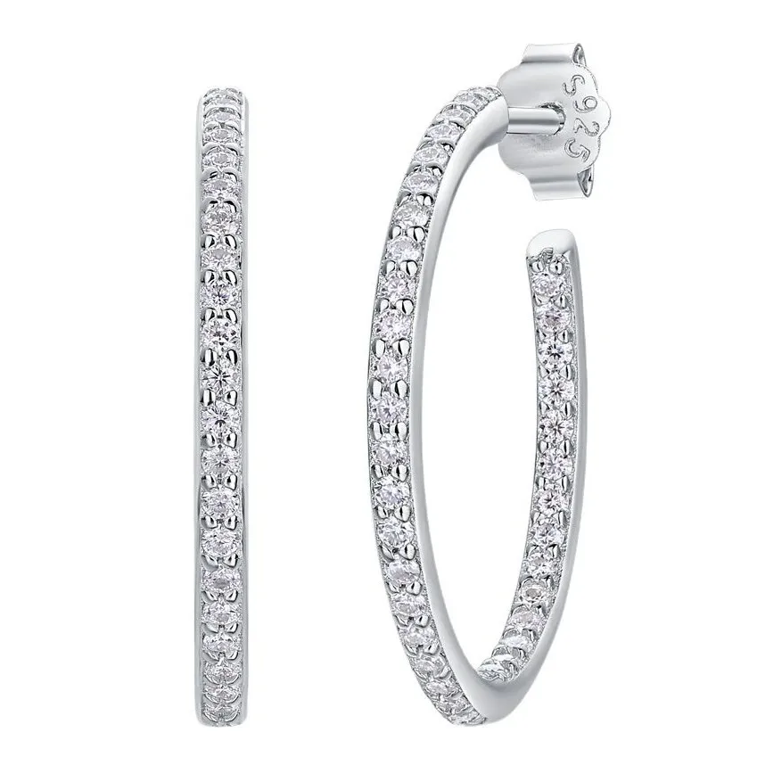 Wholesale 925 Sterling Silver Moissanite Hoop Earring 110100039 Wholesale 925 Sterling Silver Moissanite Hoop Earring 110100039